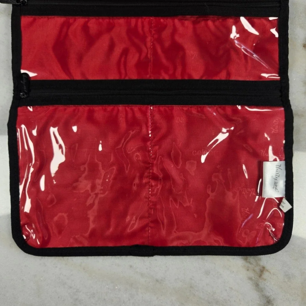Thirty-One Hanging Toiletry Bag Black White Polka Dot Travel Organizer Preppy